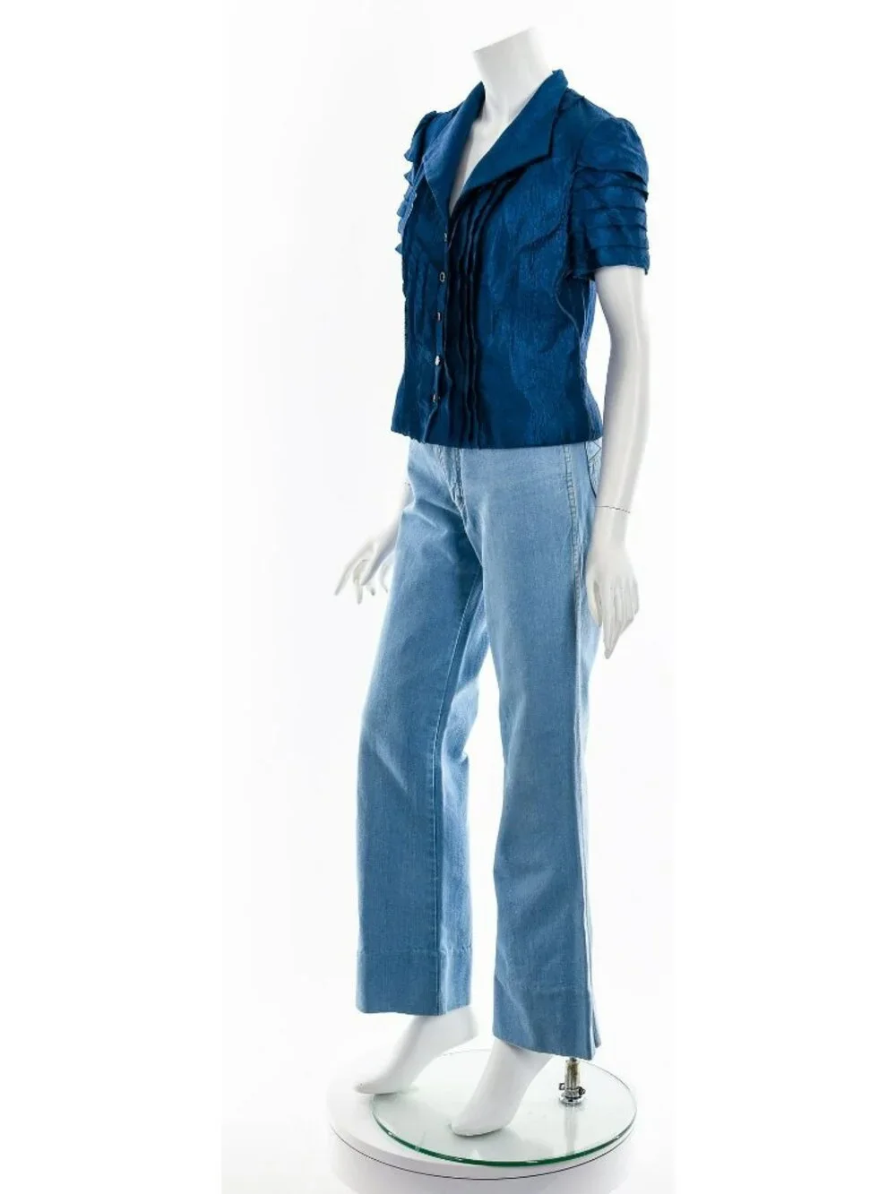 Blue Ruffle Button Up Jacket - Picture 10 of 10